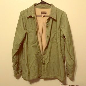 Green corduroy jacket with fleece lining